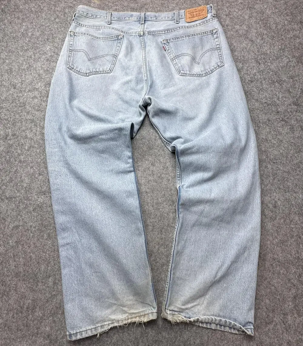 Vintage Levi's 505 Jeans Mens 42x30 Light Wash Straight Leg Distressed
